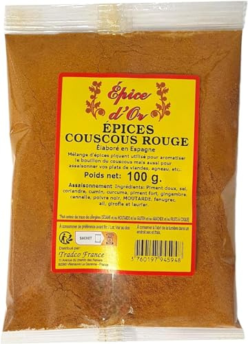 Epice Couscous Rouge 100g - Epice d'Or, 100% Naturel, Sans Additifs, Sans Arôme Artificiel, Sans Conservateur