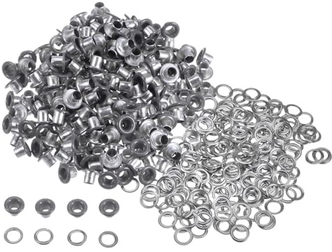 QUARKZMAN 300 Ensembles Œillets en Métal de 3mm ID avec Rondelles, Œillets en Fer pour Chaussures, Vêtements, Ceintures, Étiquettes, Sacs, Tissus, Cuir,DIY, Accessoires, Gris