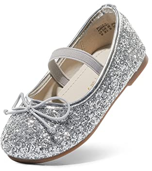 DREAM PAIRS Girl's Ballet Flats Mary Jane Strap Flat Shoes Princess Ballerina,Size 31,Silver,BELLE_01-1