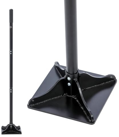 KATSU Contractor's Tamper 200 x 200mm Square Steel Tamper Rammer with 1200mm Detachable Handle for Tamping Levelling Soil Ground Gravel Paving Repairing