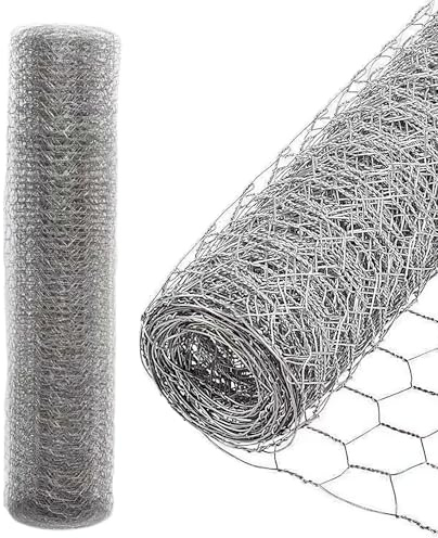 Eulenke Sechseckgeflecht Maschendrahtzaun - Verzinkt mit Beschichtung, Kaninchendraht, Drahtzaun, Hasendraht - Sechseck Drahtgitter Maschenweite 27 mm, Höhe 100 cm, Länge 10 m - Silbrig