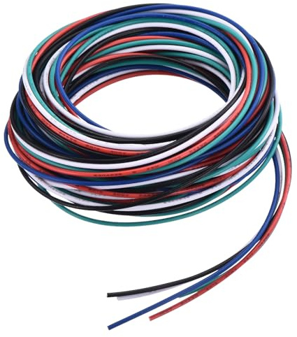 QUARKZMAN Calibro 24 Cavo Collegamento PVC 3,0m/10 Piedi 24AWG Filo Elettrico Flessibile UL1007 Trefoli Rame Stagnato 5 Colori 1,5mm Dia per Collegamenti Interni Aeromodelli
