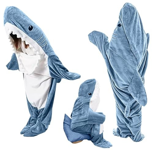 OKTAOAOO Hai-Decke Kapuzenpullover, Super Weich Tragbar Flanell Hai Schlafsack für Erwachsene Kinder, Strampelanzug Cosplay Hai-Kostüm, Geschenke für Hai-Liebhaber(Size:XXL)