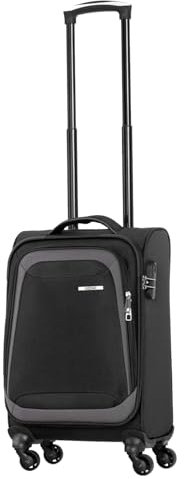 NOWI Korfu Weichschalen Trolley M – Leichter Stoff Koffer 30L mit 4 Rollen & Zahlenschloss | Handgepäck Koffer 55x40x20 cm für Damen & Herren (schwarz, M)