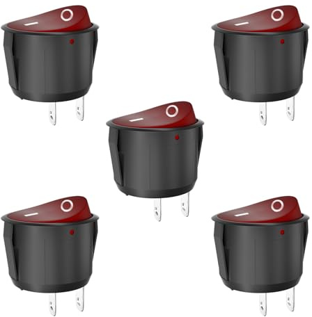 SCOOYUCK 5 Stücke Wippschalter Rund, SPST 23mm 2 Polig ON/OFF 12V 24V 125V 250V Kippschalter, für Auto boot Haushaltsgeräte