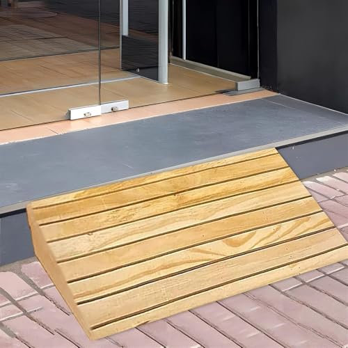 Schwellenrampe, Einstiegsrampe 3/4/6/7/8 Zoll, Holz, rutschfeste Rollstuhl-Schwellenrampe für Türen, Zuhause, Outdoor, Terrasse, Übergangsneigung für Gehhilfe, Rasenmäher, Traglast 270 kg (80 x 30 x 8