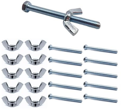 TOP-VIGOR 10Pcs M5*50mm Butterfly Wing Bolts, Zinc Plated, High-Grade Alloy Steel, Secure Fastening