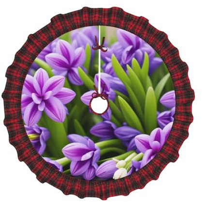 Jupe de sapin de Noël à carreaux - 76,2 cm - Décoration douce - Violet jacinthe