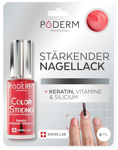 PODERM Smalto Rinforzante Unghie - Gloss Vitality | Ripara e Rinforza le Unghie Danneggiate e Indebolite da Smalti Semipermanenti | Biotina, Silicio e Cheratina | Sviluppato da un Podologo in Svizzera