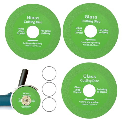 3 Piezas Disco de Corte de Cristal, 100mm Disco Amoladora de Diamante Profesional para Cortar Vidrio, Cortes Rápidos y Precisos, Hole 22,23mm Adecuado para Botellas Azulejos Porcelana o Jade