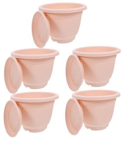 Hemobllo 5juegos De Plásticas con Drenaje y Bandeja De Transpirables para Jardín y Decoración Interior para Suculentas y Color Rosa