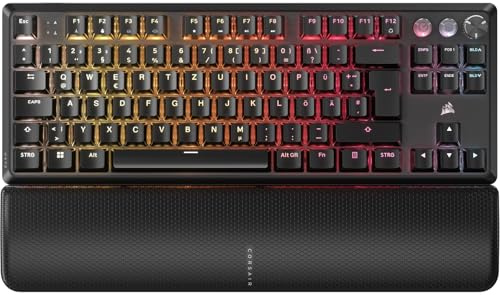 Corsair K70 PRO TKL RGB Kabelgebundene Gaming-Tastatur – Schwarz | QWERTZ DE, Geschmierte Hall-Effekt MGX Einstellbare Schalter, Gleichzeitiger SOCD und Rapid Trigger, PBT-Double-Shot, 8000Hz
