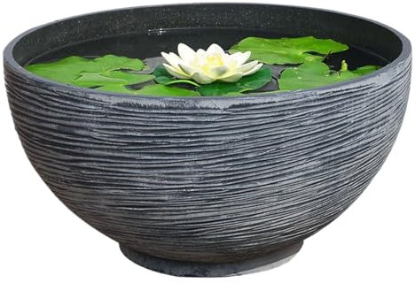 Bonsai Schale große Lotusblume Wasserschale schwimmender Blumentopf exquisiter Blumenschale für den Außenbereich runde Sukkulenten Seerosen Töpfe für Schreibtische Bankettsäle und Wohnzimmer grau