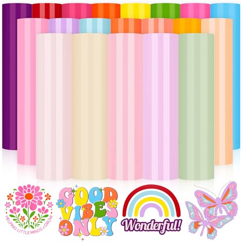 TECKWRAP Permanent Vinyl Bundle 20 Pack Glossy Adhesive Vinyl Sheets 12in x 12in Candy Colour Craft Vinyl for Mug, Cup, Window & Home Deco,and Other DIY Projects