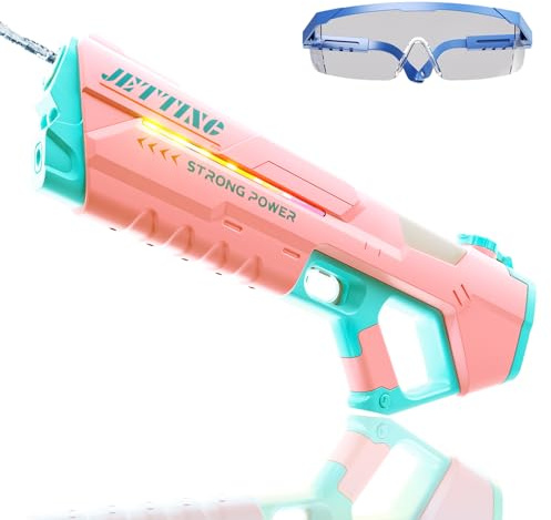 AIQI Wasserpistole Elektrisch für Erwachsene Kinder, Elektrische Wasserpistole mit Automatische Wasseraufnahme, Große Wasserpistole mit LED-Licht, Sommer Wasserspielzeug für Pool Strand Outdoor