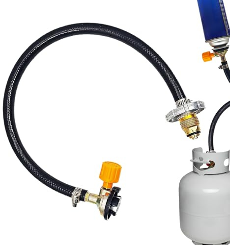 Adaptador de recarga para cilindro de gas, tubo RELLENO PROPANE VARSAL con válvula de sombreado / apagado | Conector de manguera de alta presión para transferencia de cilindro de gas barbacoa camping