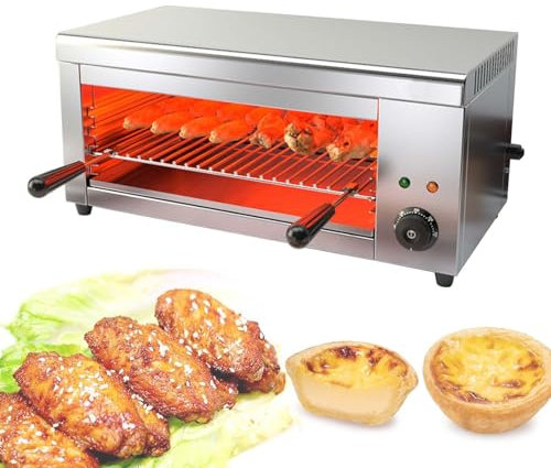 Gril D'IntéRieur Professionnel Pour BœUf Et Poulet - 2000 W - Salamandre De Comptoir - 50-300 °C - Fondoir à Fromage Professionnel, Raclette, Four à Steak En Acier Inoxydable