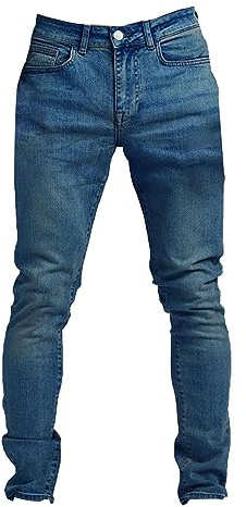 Jeans skinny in cotone da uomo, in denim elasticizzato, comodi, elasticizzati, in nero, grigio, blu, stonewash, blu scuro, taglie 71-91 cm