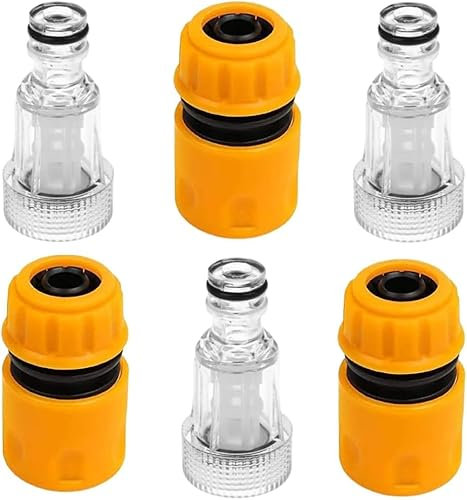6 Pack Pressure Washer Adapters, 3/4 Inch Plastic Quick-Connect Hose Fittings with Inlet Filters - Universal for Tap & Machine Gun, Water Spray Tool Accessories