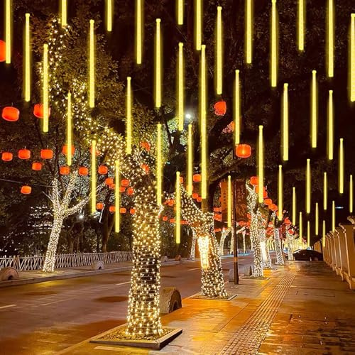 VEGOATY Catena luminosa a 240 LED, 30 cm, 10 tubi, impermeabile, per esterni e interni, modello plug-in, effetto pioggia meteorica, decorazione natalizia, balcone, giardino, albero, tetto, finestra