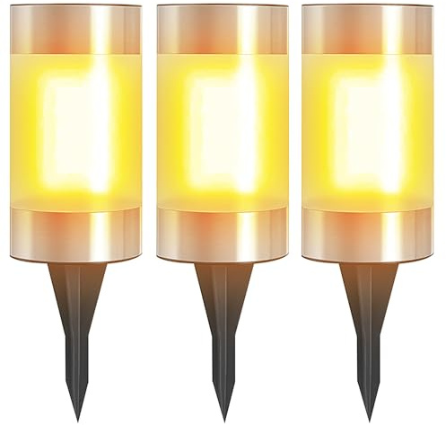 SKIKHN Luz Solar LED para Tumba, 3 Piezas Impermeables Velas Solares para Tumba, Luces Solares LED para Tumbas con Estaca, Velas Solares para Tumbas, para Exteriores Decoración Tumbas, Blanco