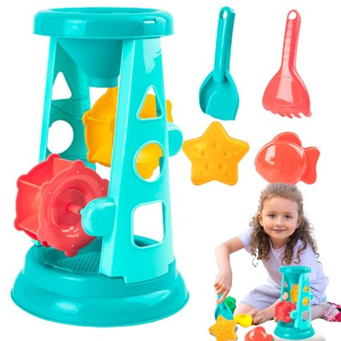 Sandspielzeug-Set für Kleinkinder – lustiges Strandspielzeug, interaktives Sand- und Sanduhr-Spielzeug, Outdoor-Strandzubehör mit bunten Formen und Werkzeugen, inkl