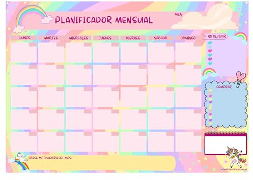 EmprendeSiendoMami Planificador Mensual A4 Personalizable | Organizador de Escritorio y Nevera con 52 Hojas, Lista de Compras y Notas | Incluye Bolígrafo + Imán