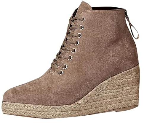 VBEDKDEB Stövlar damstövlar ankelstövlar damstövlar med hög klack, fashionabla nya mönster, vintage västerländska denim, spetsiga tåparti, tjock klack, fyrkantiga gummistövlar 1111501, kaki, 37.5 EU