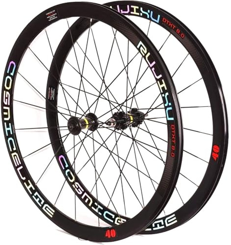 KUNYOS 700C Rennrad Laufradsatz Doppelwandige Felge 40 Mm Fahrradrad Mit Festem Gang 1,37 × 24 TPI Single Speed Kohlefaser Nabe Abgedichtetes Lager Fahrradrad,B
