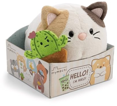63180 Doudou Chat Angy, 13 cm, avec Aimant Moodie Cactus dans Une boîte Cadeau, Beige, Peluche Douce, Adorable Peluche pour câliner et Jouer, pour Enfants et Adultes