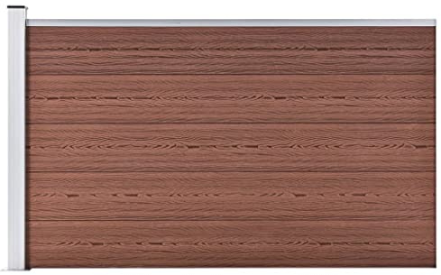 Clôture de jardin WPC - 175 x 105 cm - Marron - Panneau de clôture composite en bois et plastique - Profilé en aluminium robuste - Extensible - Pour jardin et cour