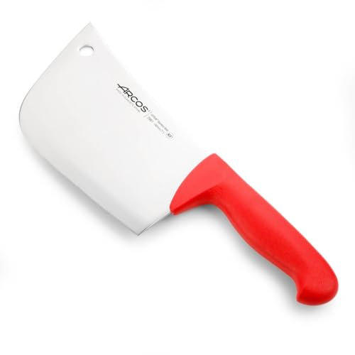 Arcos Coltello da Macellaio Cleaver – Lama in Acciaio Inossidabile 20 cm – Manico in Polipropilene, Resistente e Igienico con Sistema di Identificazione Colore – Rosso, Serie 2900