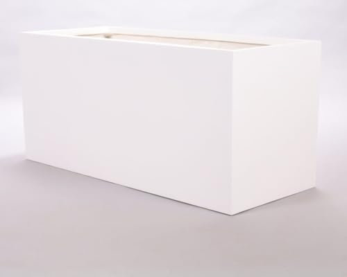 Elegant Einrichten Pflanztrog, Pflanzkübel Fiberglas als Raumteiler 150x62x70cm Perlmutt weiß.