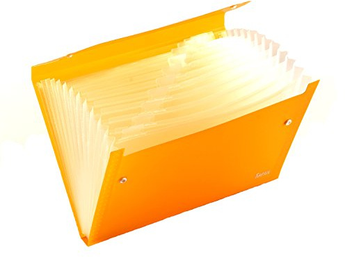 Arpan Fächermappe, 13 Fächer, mehrere Fächer mit Druckknopfverschluss, Dokumentenmappe, Orange