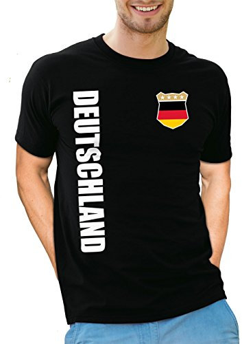 Deutschland Germany T-Shirt Wunschname Nummer EM-2021 Trikot Schwarz XL