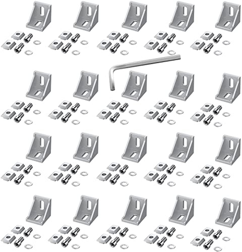 eSynic 20× Befestigungsmaterial Winkel Befestigung Eckwinkel 4040 4080 Nut 8 39x39x35mm Eckverbinder Systemprofile Europäische Standard Aluprofil Zubehör Mit M6 Inbusschlüssel