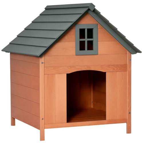 Casetta Rialzata per Cani fino a 30 kg, Cuccia per in Legno (81.3x91.5x98.5 cm)