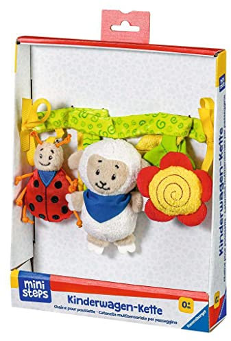 Ravensburger ministeps 4157 Kinderwagenkette, Kinderwagenspielzeug mit Glöckchen und Plüschtieren, Für Kinderwagen, Babyschale oder Kinderbett, Baby Spielzeug ab 0 Monate