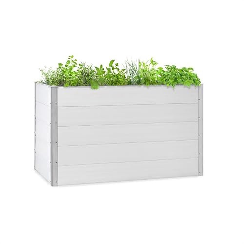 blumfeldt Nova Grow Gartenbeet,150 x 91 x 100 cm (BxHxT),Material: WPC mit UV-, Rost- und Frostschutz,Holzoptik,rückenschonende Höhe,einfacher Zusammenbau,weiß