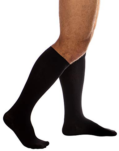 RIEMTEX Kompressionsstrümpfe Klasse 1 CCL1 PREMIUM geschl. Spitze mit LYCRA und Baumwolle Stützstrümpfe für Herren Reisestrümpfe Männer in Schwarz (Grösse 7)