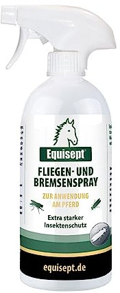 Equisept Fliegenspray & Bremsenspray für Pferde 500ml - Mückenspray, Insektenspray - Von Tierärzten empfohlen - Dopingfrei