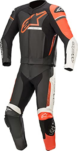 Alpinestars Gp Force Phantom Leather Suit 2 Pc Black/White/Metallic Grey Pantaloni Uomo