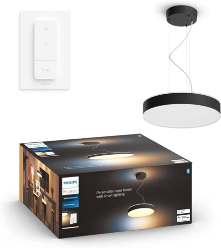 Philips Hue Enrave Pendellampa Vit (Inkluderar Dimmer Switch): taklampa, Hue White Ambiance, 4000 Lumen, 2200-6500 Kelvin, röststyrning via Amazon Alexa, Google Home, Siri
