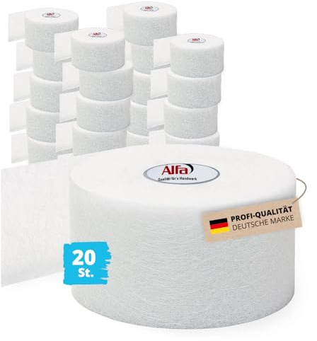 20x Alfa Glasfaser Fugendeckstreifen 50 mm x 25m Bewehrungsstreifen (500 m) | Profi-Qualität - Verspachtelung von Gipskartonplatten - Sehr dünne Glasfaserstreifen zur Rissvermeidung - Stabil