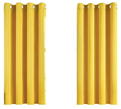 MRTREES Blackout Curtains Bedroom 54 Drop 2 Panels Mustard Yellow Eyelet Thermal Curtain for Living Room Soft Texture Window Treatments for Kids 46x54 Inch 117x137 CM