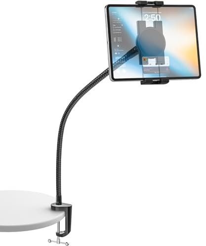 Phichy Tablet Halterung Tisch für 4,7-13 Zoll iPad, Schwanenhals Desktop Tablet Bett Halter Lang Metalarm Tablethalterungen mit Clips für iPad Pro/Air/Mini, Handy, Switch, Galaxy Tab, Fire HD, iPhone