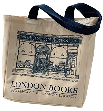 BXCNCKD Vintage London Bookstore Canvas Bag Women's One Shoulder Tote Bag Large Capacity Shopping Bag