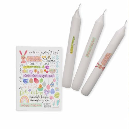 Kerzen Sticker | Bastelset für Kerzen ThemaOstern Bunt | Geschenk | DIY | Bastelset | Basteln | Sprüche (A6, 0 Kerzen)