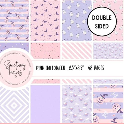 Pink Halloween Scrapbooking Paper Pack: Decorative Craft Paper Pad Supplies, Junk Journaling, Scrapbooking, & Crafting Projects - Double Sided 8 x 8