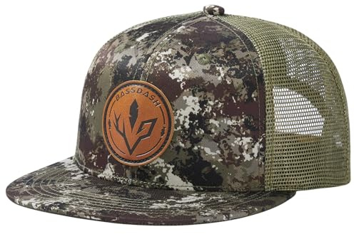 Bassdash Flache Trucker Cap Verstellbar Snapback Cap Baseballkappen Mesh Rückseite für Herren Damen Angeln Jagd